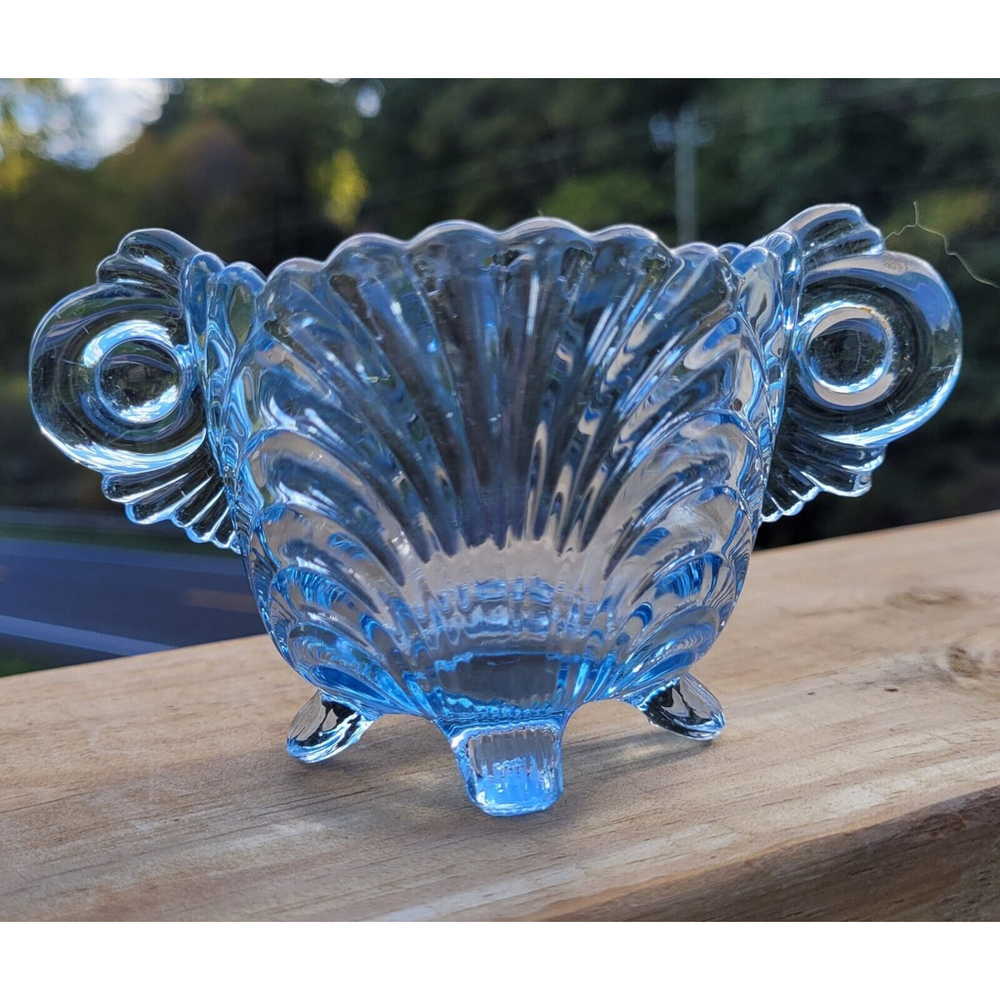 Vintage Cambridge Caprice Moonlight Blue Mini Open Sugar Bowl Ice Blue Glass EUC